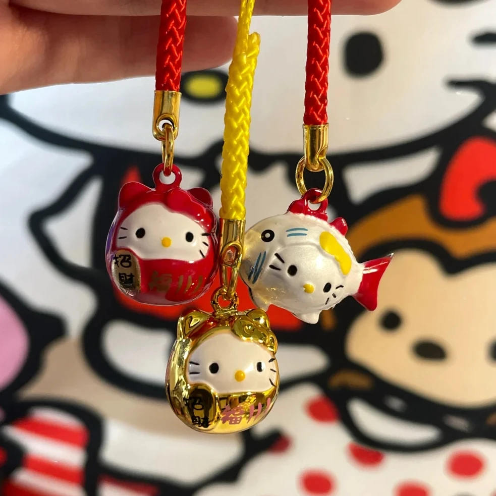 

Kawaii Fortune Cat Head Hellos Kittys Phone Chain Girl Cartoon Beaded Pendant Backpack Cute and Versatile Decoration Gifts