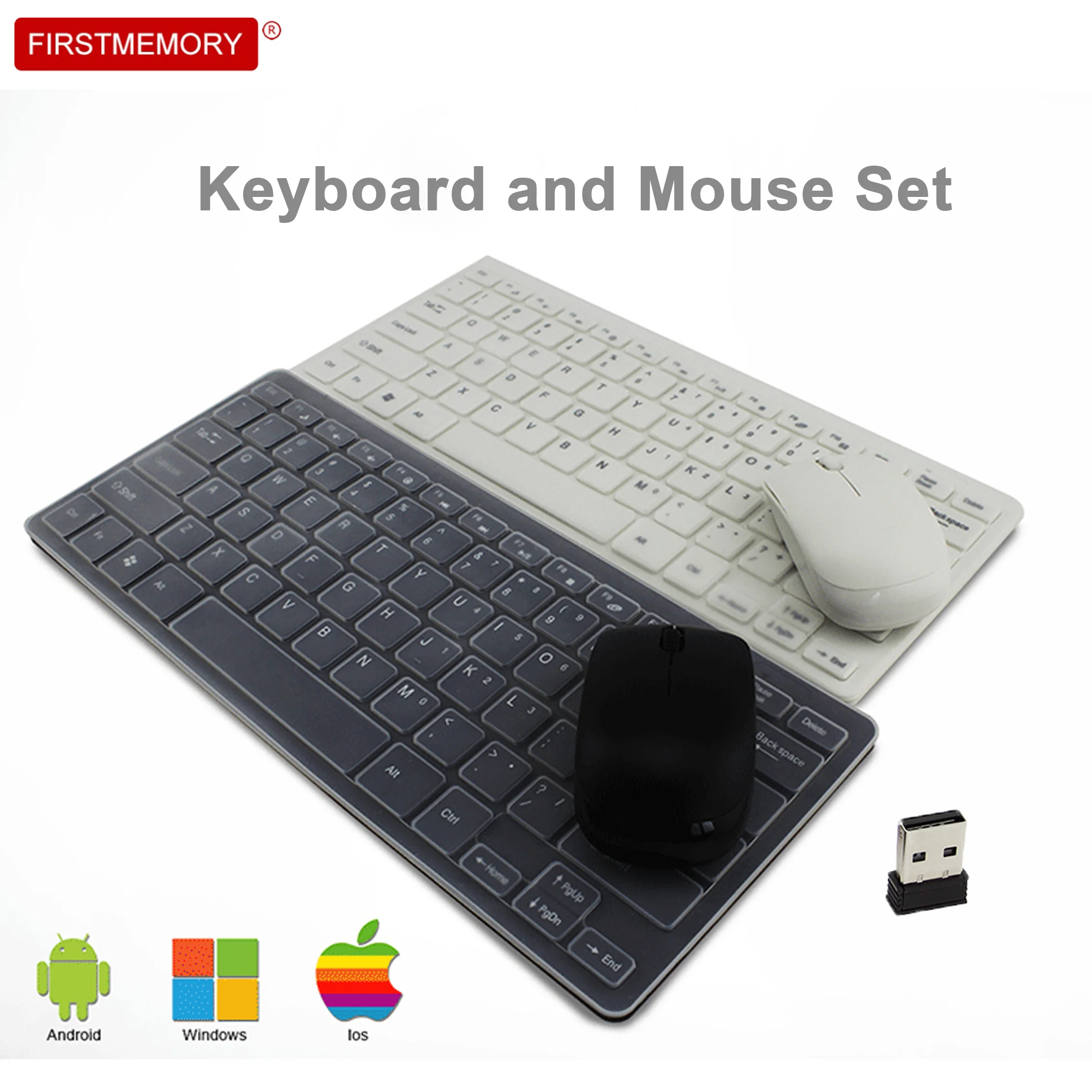 

2.4G Wireless Keyboard and Mouse Combo Ultra-thin Mini Multimedia Keyboard Mouse Set With Protective Film For Laptop Mac Desktop