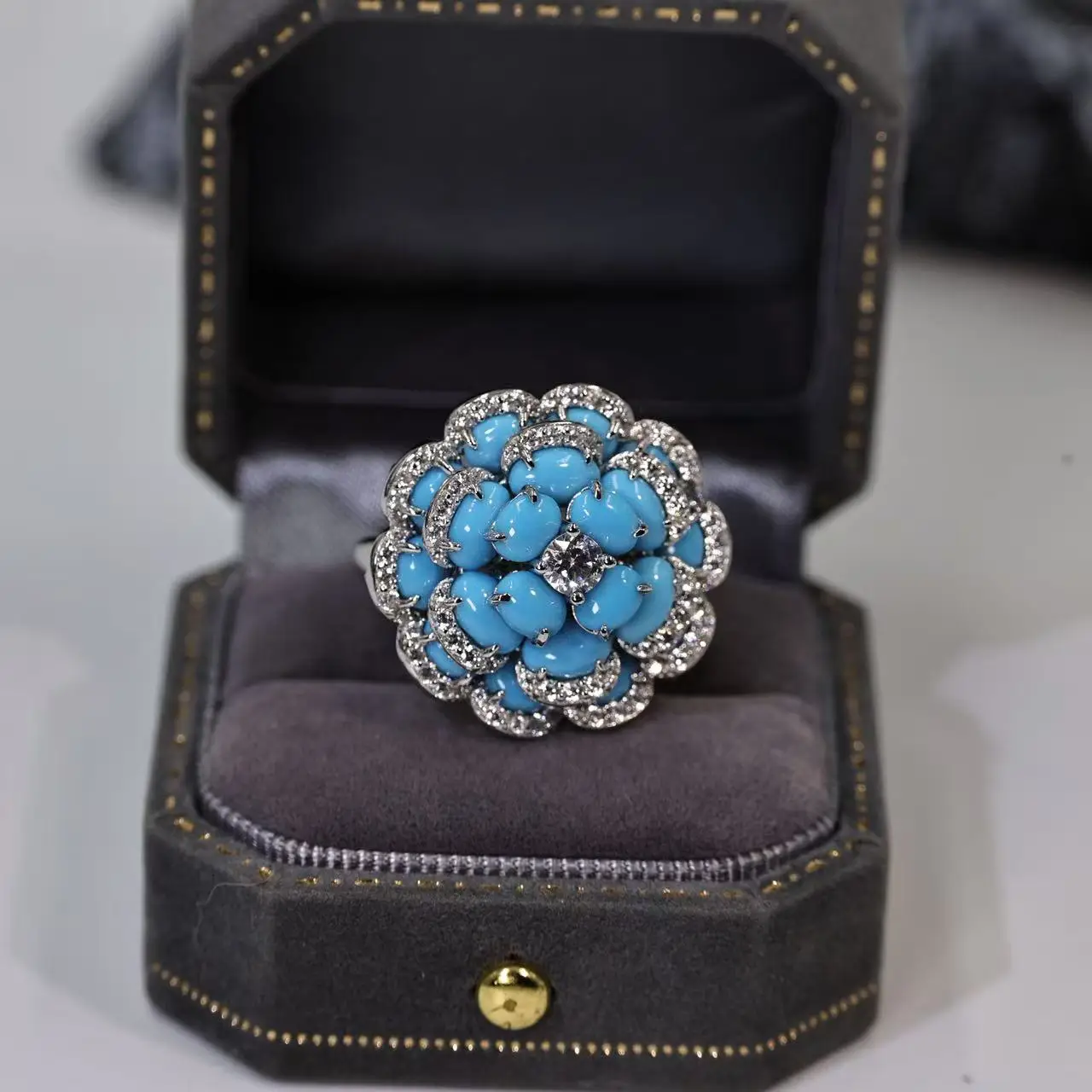 WUIHA Vintage 100% 925 Sterling Silver Lab Sapphire Turquoise High Carbon Diamonds Gemstone Wedding Engagement Ring Fine Jewelry 4
