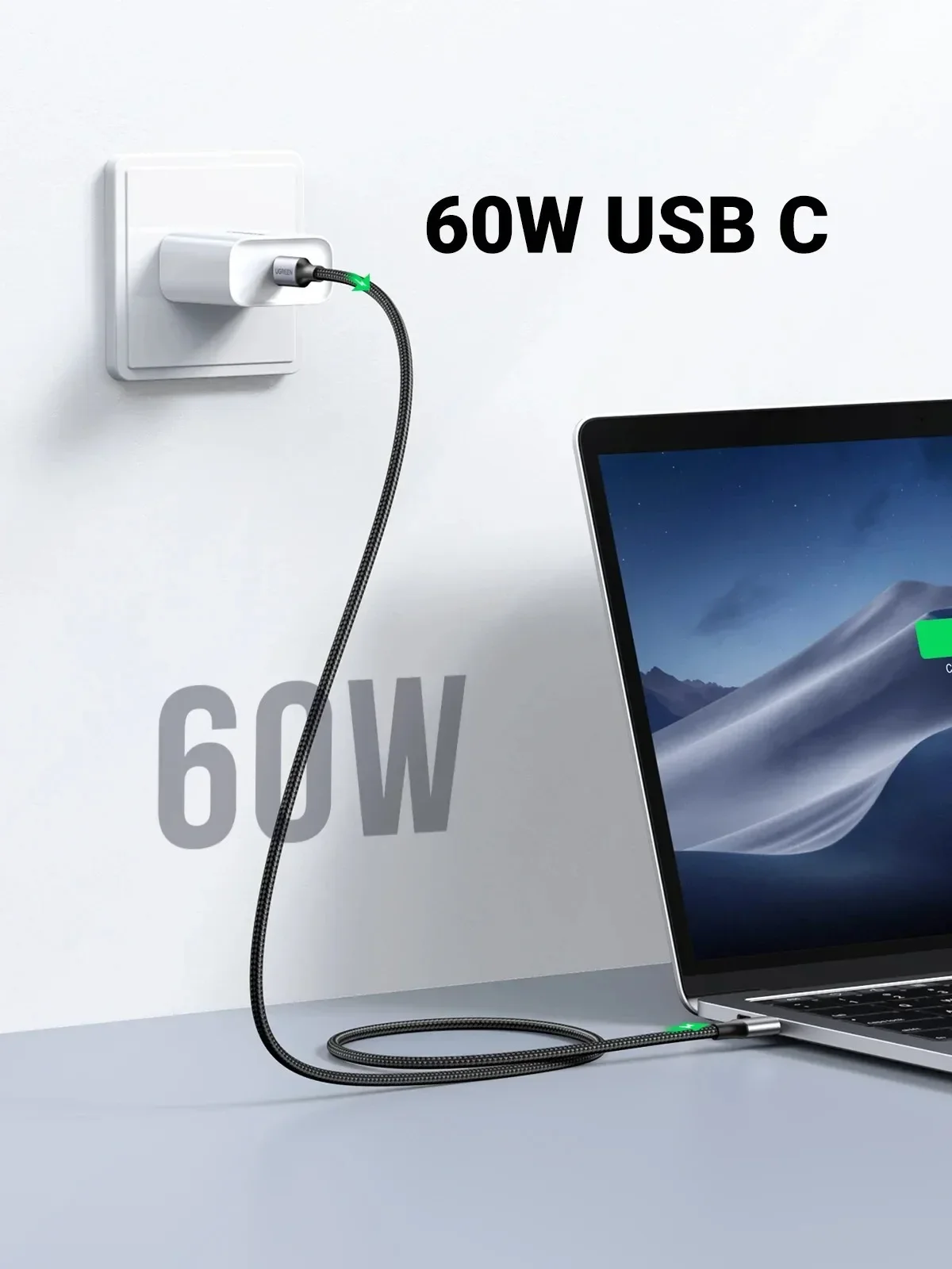 Premium UGREEN USB-C Fast Charging and Data Cable - Nylon Braided, Various Lengths