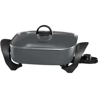 Family-Sized Electric Skillet With Lid and Diamond Shield Scratch-Resistant Non-Stick Finish, 12 by 12 by 3 In, Gray 1