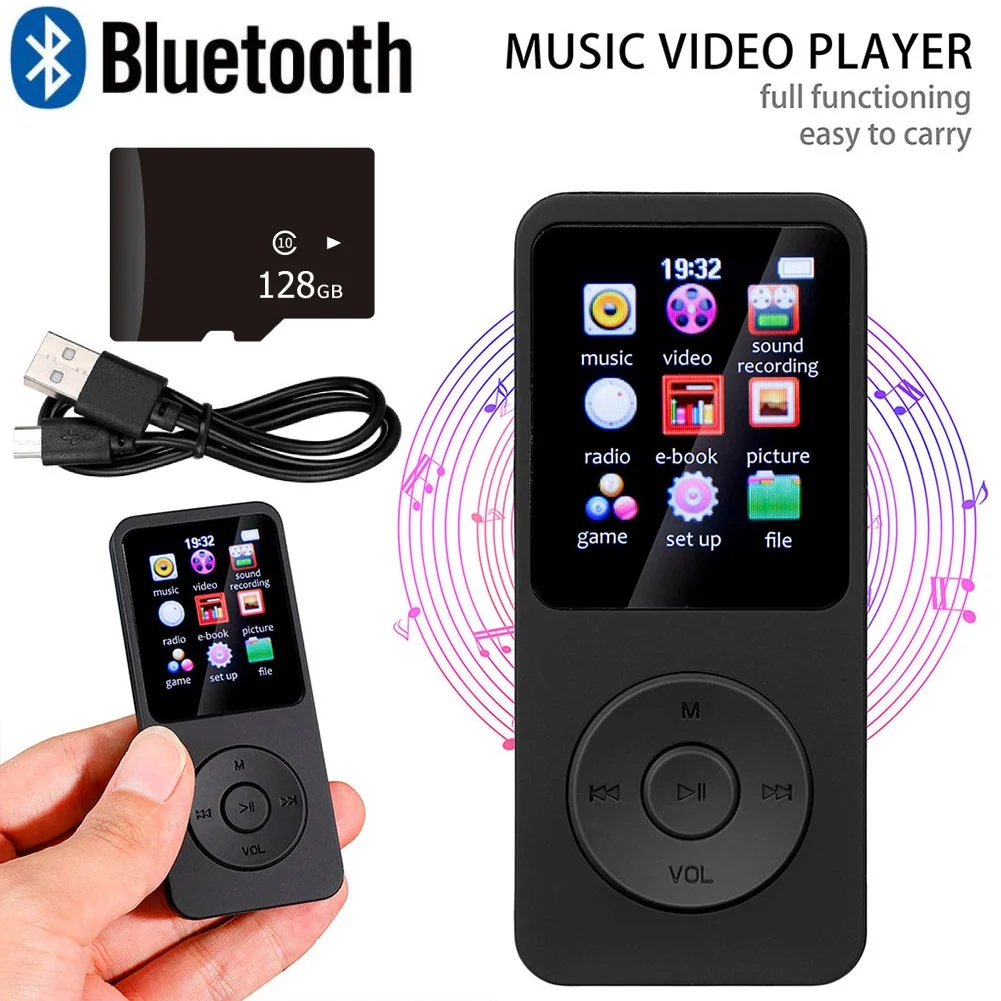 1.8 inch MP3 MP4 Player Bluetooth 5.0 Portable HiFi Music Speaker Radio 0/16/32/64GB Card Walking Running Digital Audio Recorder mp4 player music player mini media player