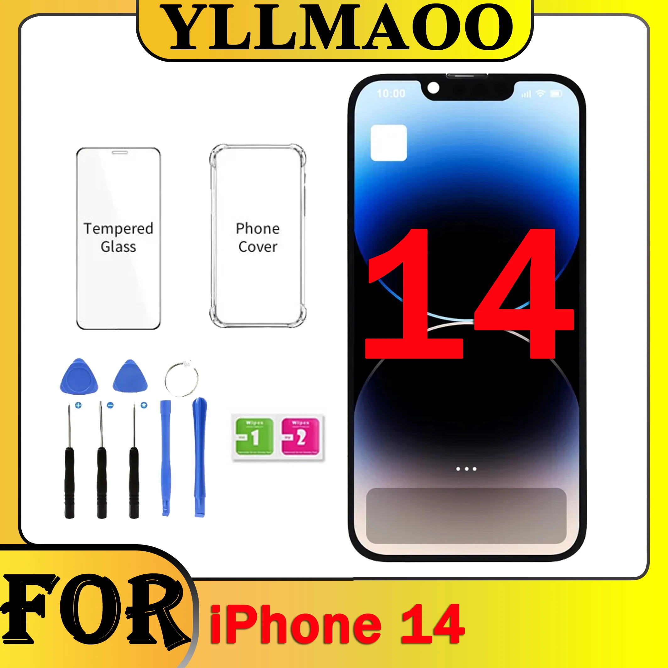 ARSSLY Écran Pour IPhone 14 Ecran LCD Pour IPhone 14 A2882 A2649 A2881 A2884 A2883 6,1 Pouces LCD Affichage Ecran Remplacement Tactile Digitizer Touchscreen Assembly + Réparation Kit, Noir