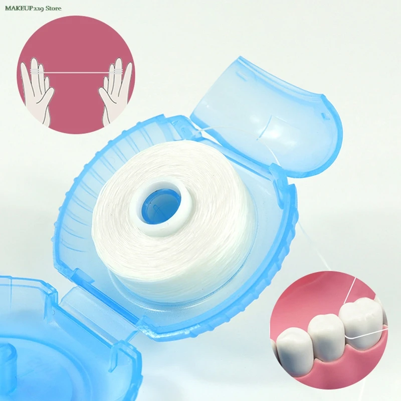 Dental Flosser Oral Hygiene Teeth Cleaning Wax Mint Flavored Dental Floss Spool Toothpick Teeth Flosser 1 Roll 50m dental floss