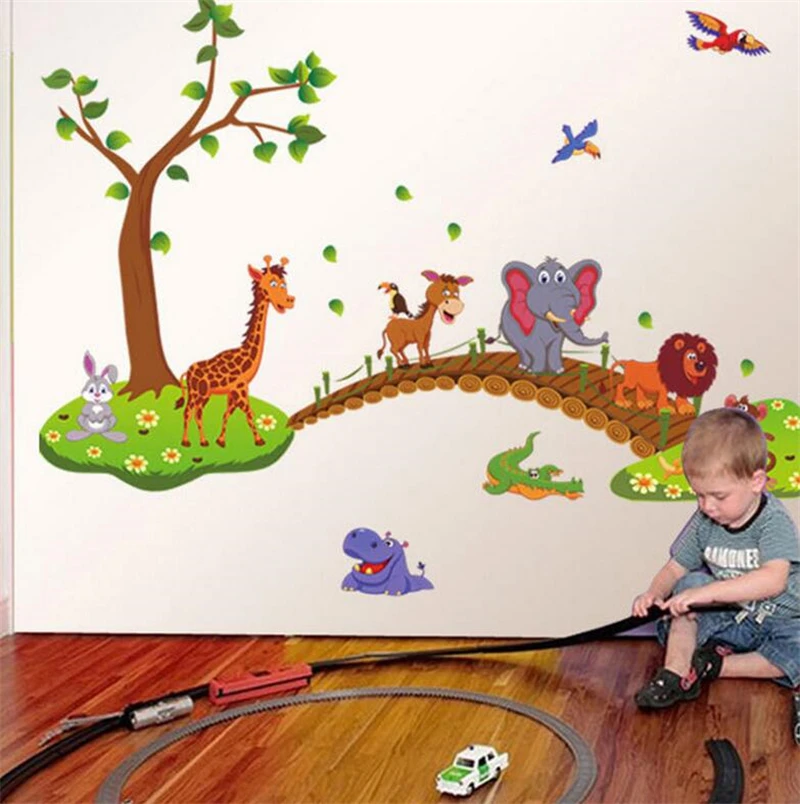 

Cute Cartoon Animals Wall Sticker Living Room Bedroom Children's Room Kindergarten Wall Decoration Art Mural