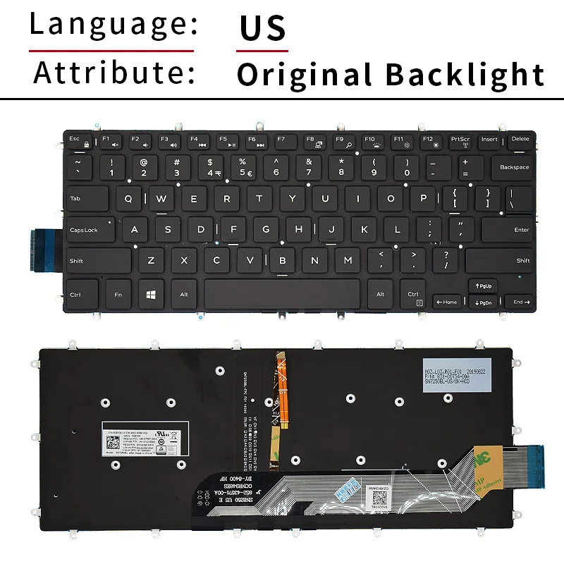 Teclado Portátil com Luz de Fundo para Dell Vostro 14 5468 5471 Latitude 3379 3390 3490 P61f P69g us Russo br sp - Imagem 2