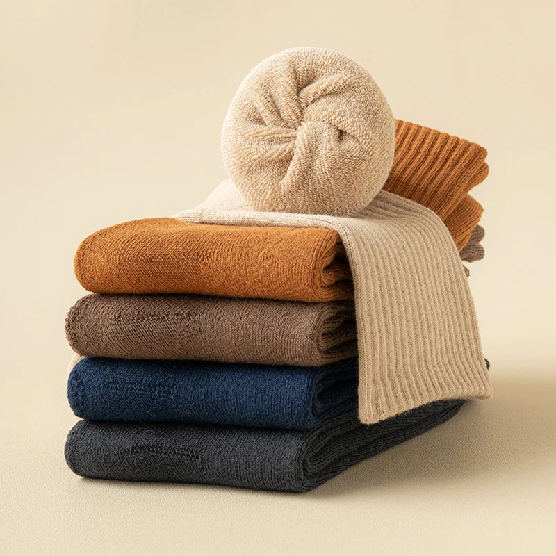 

Solid Cotton Socks Men Winter Thick Long Socks Man Fashion Terry Warm Socks Male Calcetines mujer High Quality