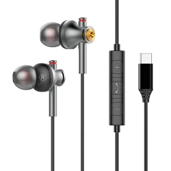 HiFi Stereo Wired Earphones with USB - C and 3.5mm Jack (Type - C  Black)