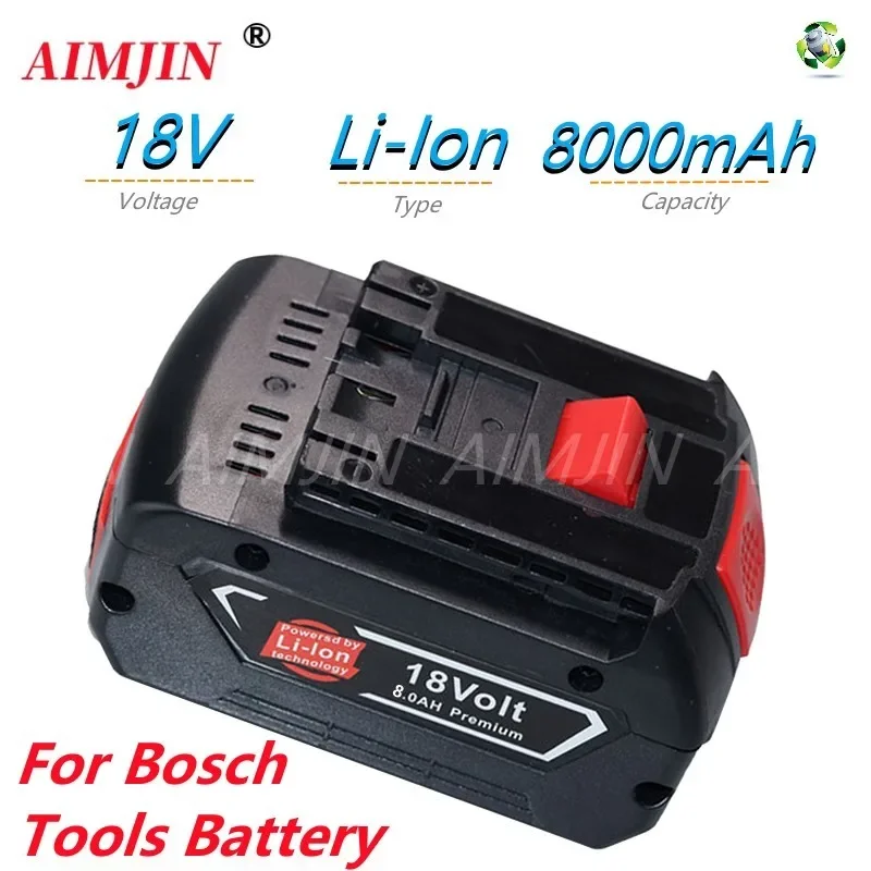 Bat610G + Al1820Cv Per Bosch Professional 18V 8.0Ah Sostituzione Batteria Agli Ioni Di Litio Con Led E Per Caricatore Rapido Bosch 14.4V-18V
