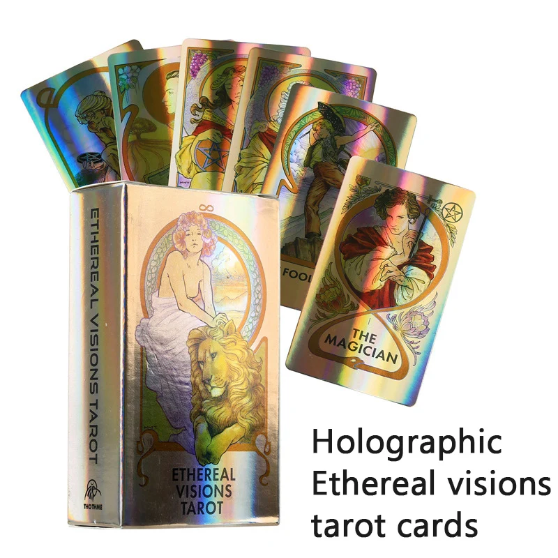Tarot Cards Holographic Rider Waite Laser Thin Film Divination Card Games