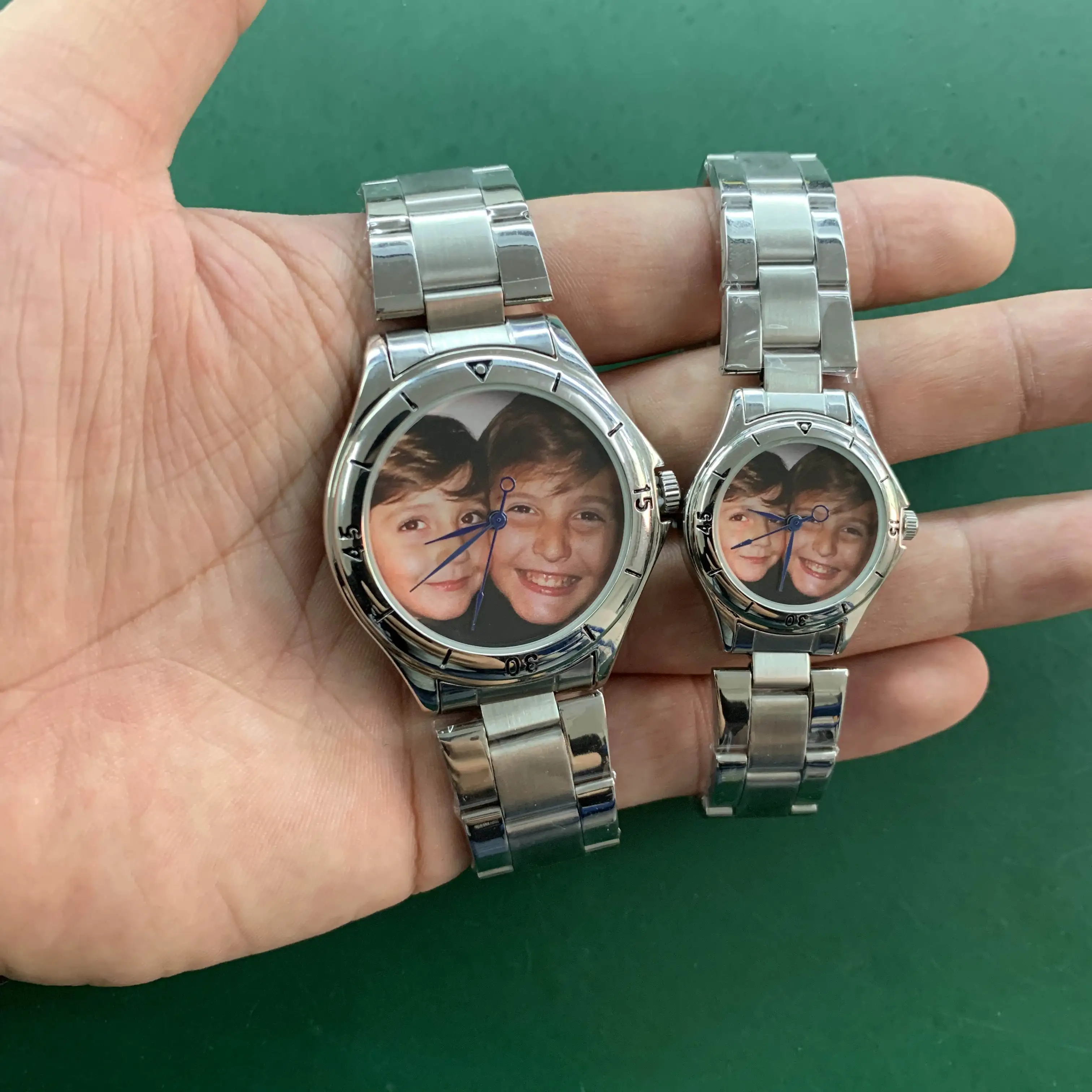 Personal Mark Black Tone Stainless Steel Classic Men's Wristwatch Customized Family Photo Picture Watch Gift relogio 6
