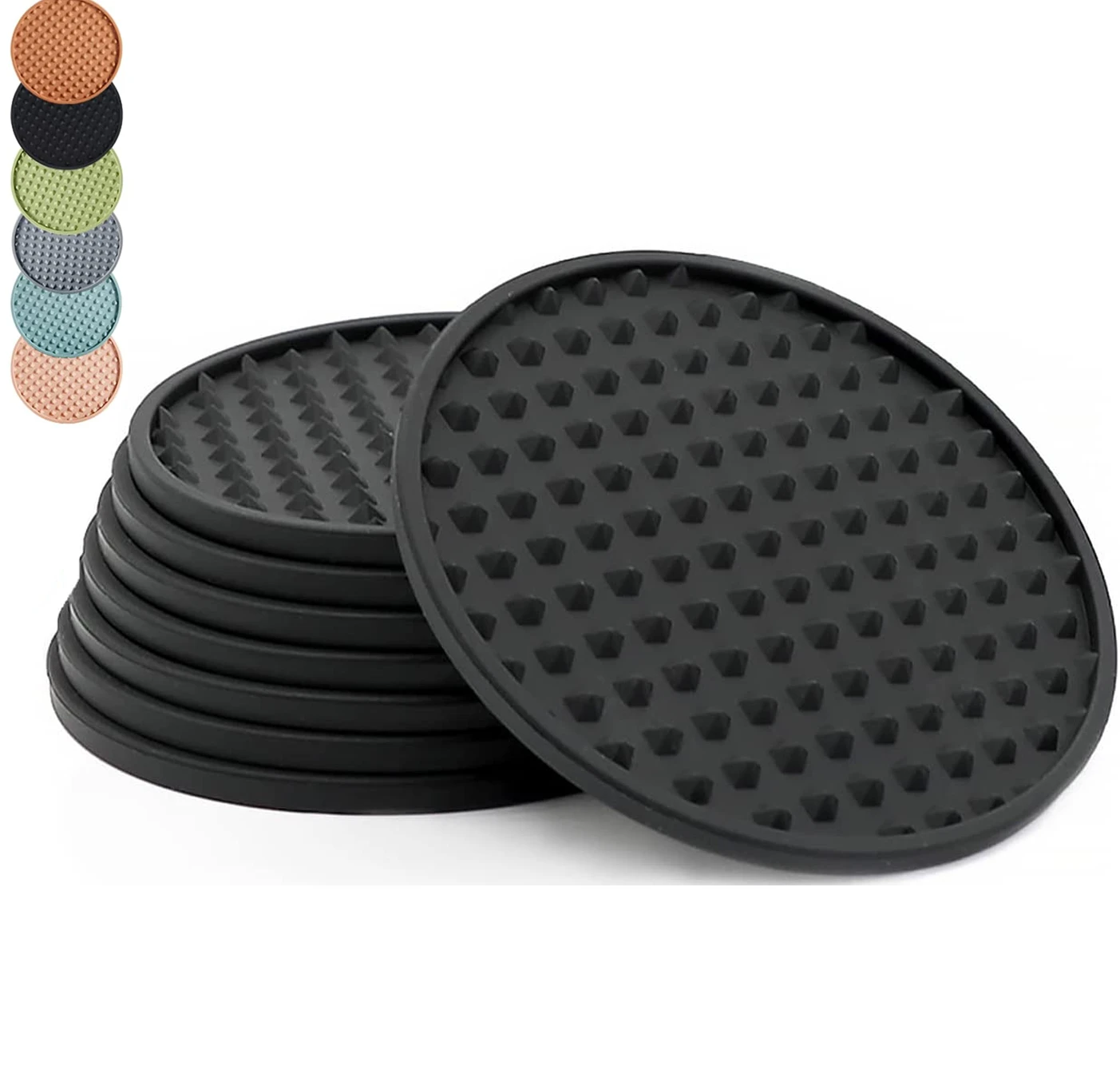 Silicone Coasters Colorful Thickened Drink Coaster,Round Cup Mat Non