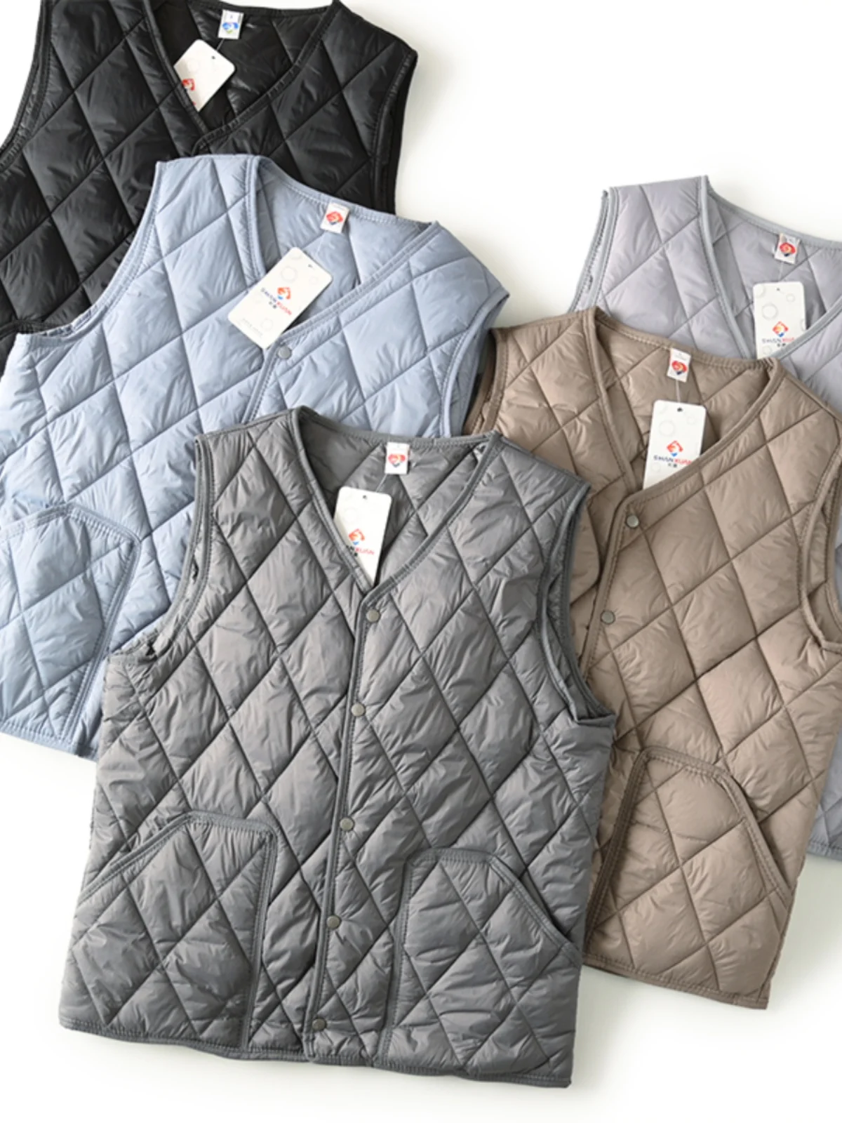 Lightweight Diamond Quilted down Cotton Windproof Warm Autumn Winter Outdoor Casual Cotton Vest Versatile Biker Jaet