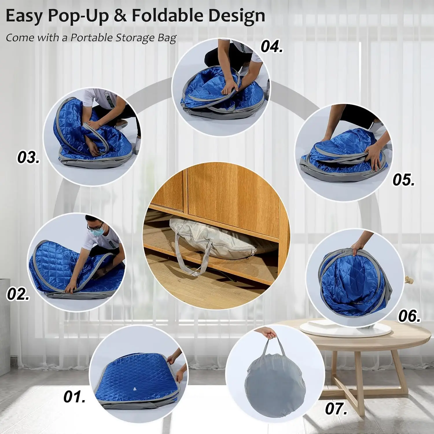 Description Picture 2 of itemLightweight Portable Steam Sauna Set with Steamer and Chair Fodable One Person Pop Up Sauna Tent for Home Spa
