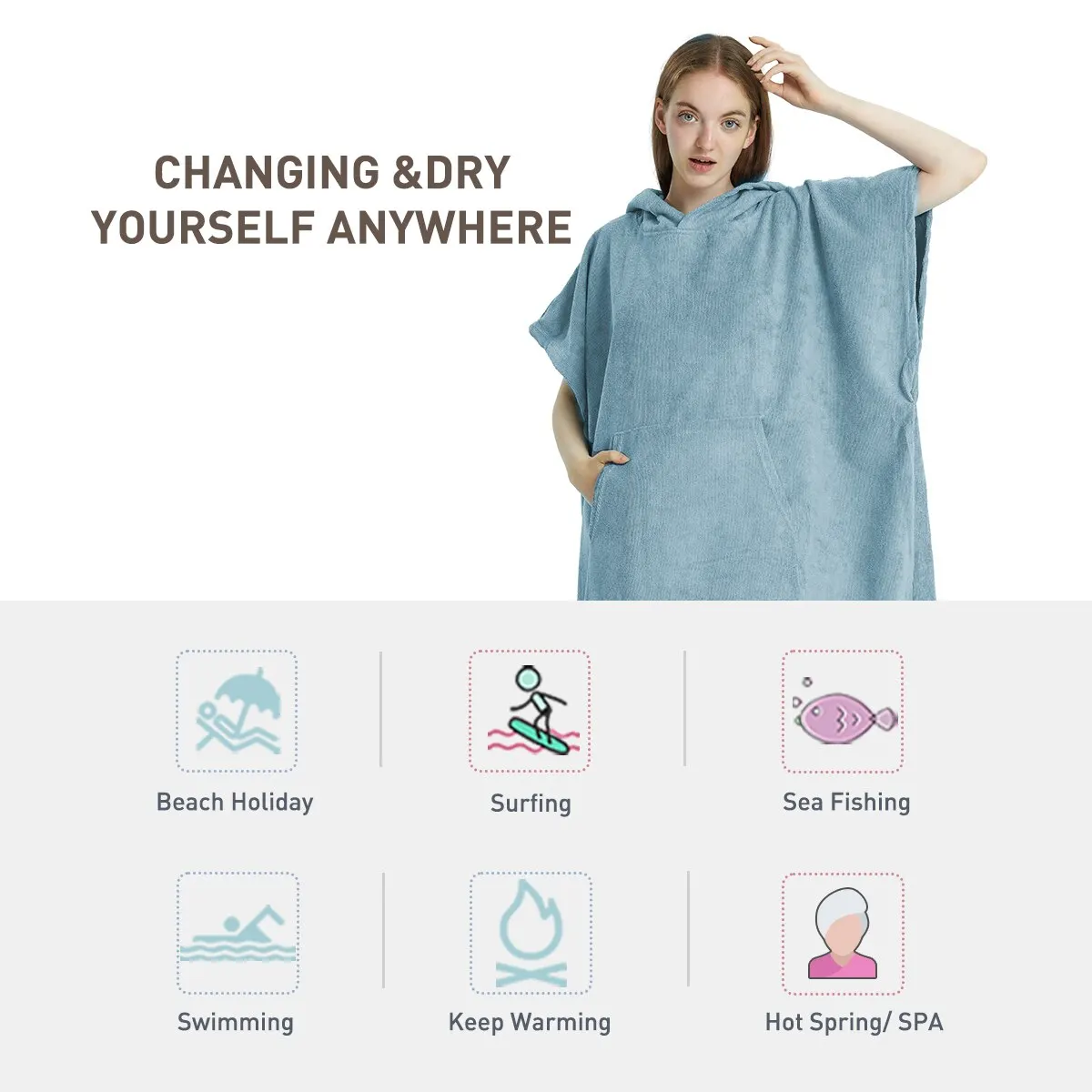 Surf Poncho Towel Quick-Dry Hoodie Microfiber Beach Robe Changing Swim Towel Beach Poncho for Adults Beach towels & mats Practical Beach Essentials