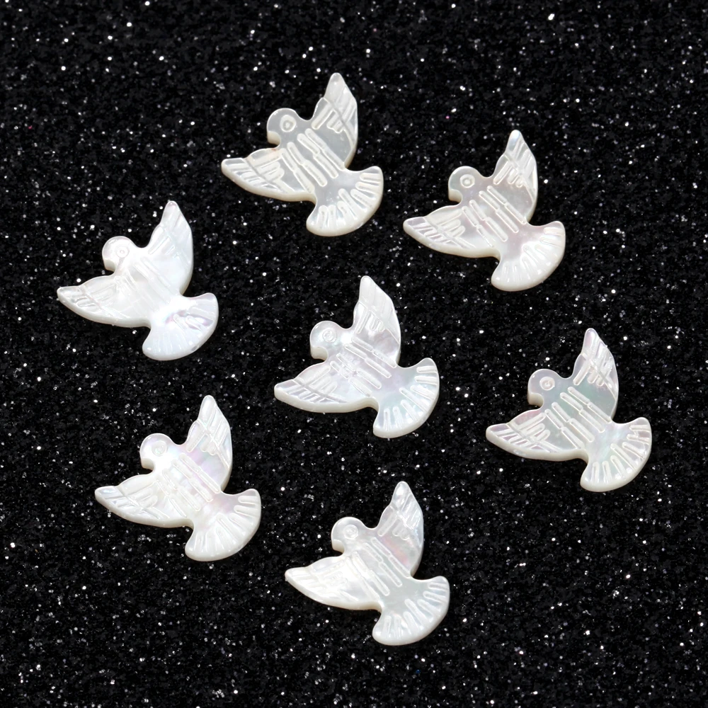 13x14mm natürliche Muschel Taube des Friedens Perlen Spacer Handwerk Perlen für DIY Schmuckherstellung Armband Halskette Ohrringe Zubehör