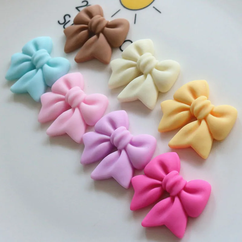 나비매듭 수지 장식 공예 플랫백 카보숑 스크랩북에 적합, 전화 장식 장식, DIY 액세서리, 10PCs, 30*29mm