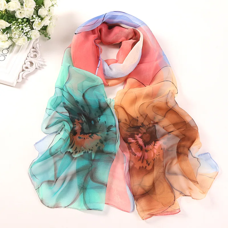 Elegant Women's Chiffon Georgette Bandana Scarf - Green Grass Summer Edition