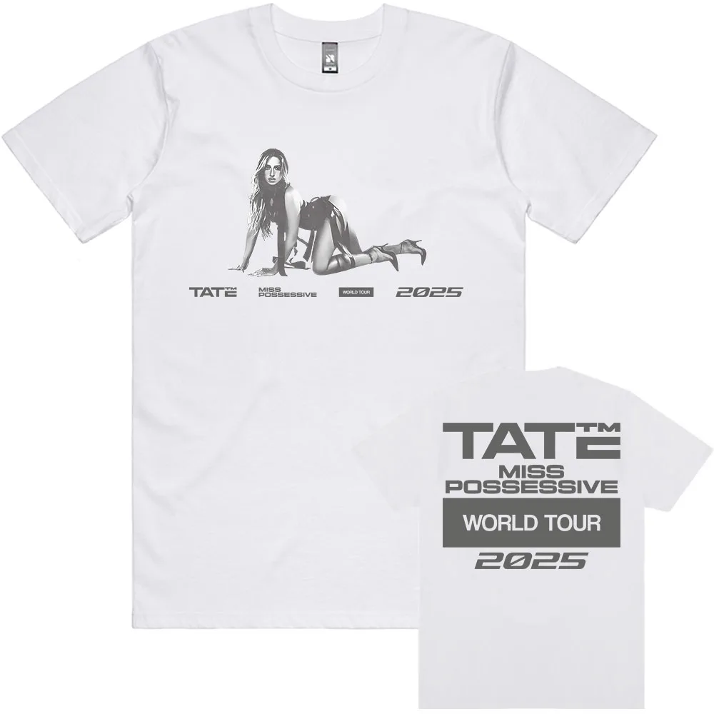 Miss Possessive 2025 World Tour Tate McRae Grafikdruck T-Shirt Baumwolle Kurzarm Unisex Streetwear T-Shirt Herren T-Shirt