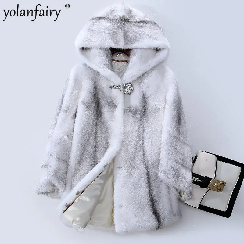 

Cross Mink Coats Women Luxury Whole Mink Fur Coat Female Mother Mink Elegant Hooded Fur Jakcets Winter New In Outwears FCY4453