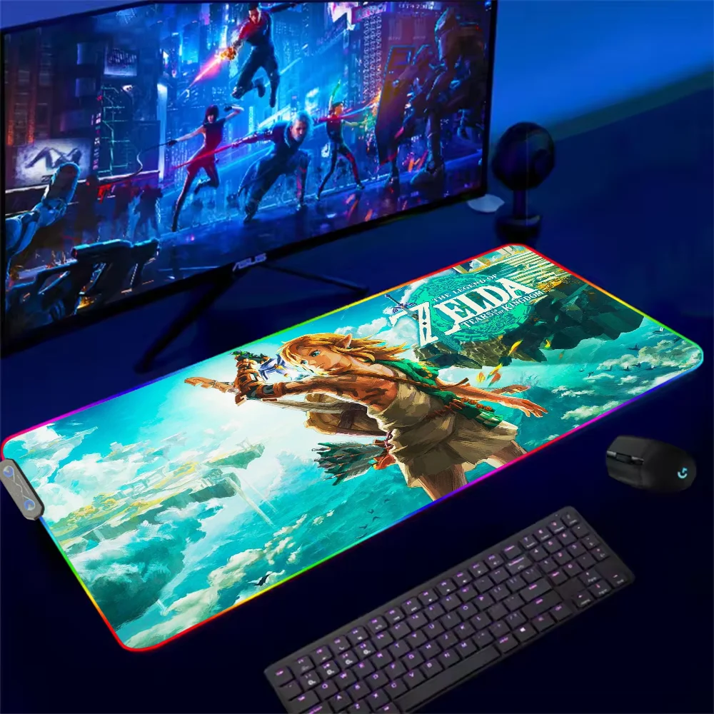 Game T-Tears Z-Zelda K-Kingdom LED Light RGB Luminous Keyboard Desk-Mat Color Waterproof Office Mouse Computer Anti-slip Rubber 4