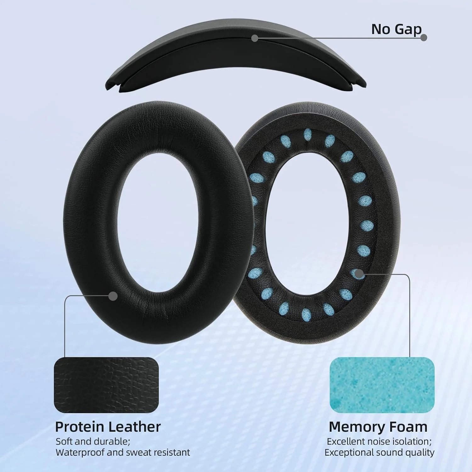 KUTOU Replacement Headband Cushion and Earpads for Bose QC35 QC45 Headphones with Noise Isolation Memory Foamment Accessories