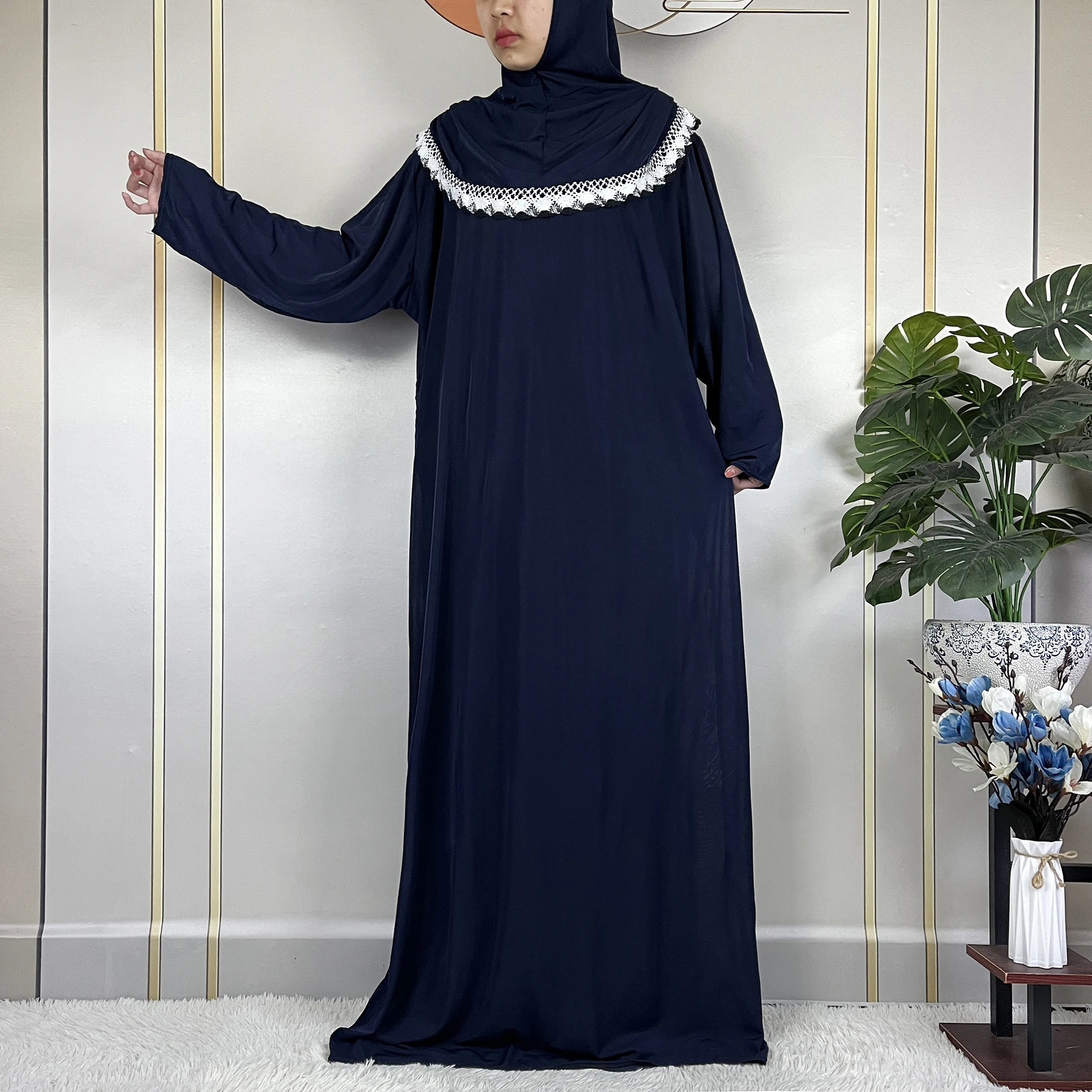 Vestido Mujer Musulmán De Oración Manga Larga Abaya Vestido