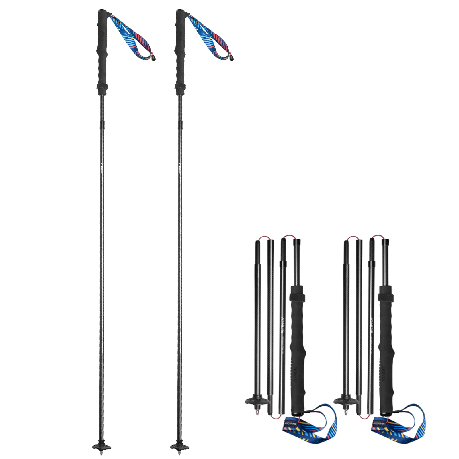 

Hiking 1 Pair Lightweight Carbon Fiber Trekking Poles Collapsible Poles Outdoor Backpacking Camping Climbing Gear Walking Sticks