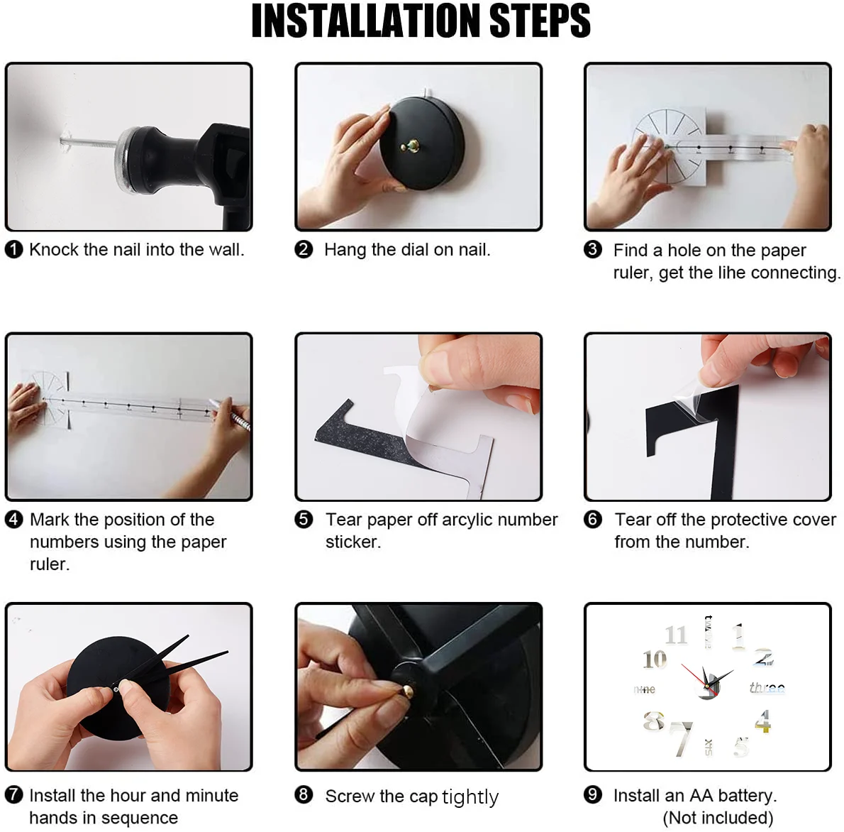 3D Roman Numeral Wall Clock Modern Design DIY Digital Wall Clocks Acrylic Mirror Watches Sticker for Home Living Room Decoration