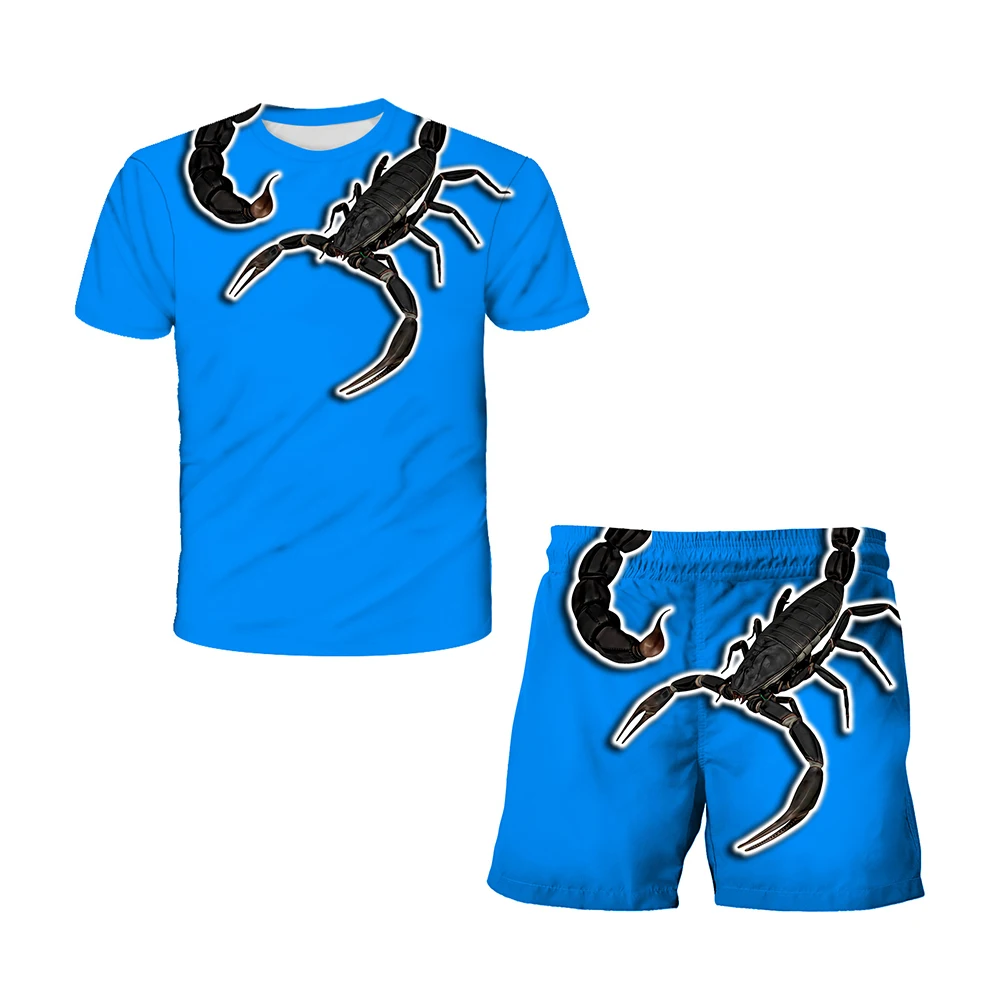 

Handsome Scorpion Graphic 3D Printed Children Clothing Sets Halloween Costume Kids Top + Shorts 2 Pcs Suits Boys T-shirts Shorts