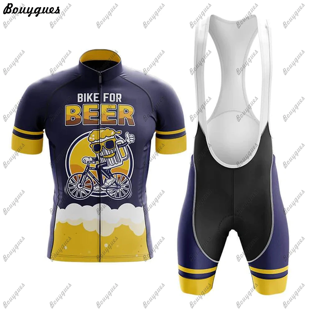 New BEER Cycling Jersey Set Summer Cycling Clothing MTB Bike Clothes Uniform Maillot Ropa Ciclismo Man Bicycle Suit