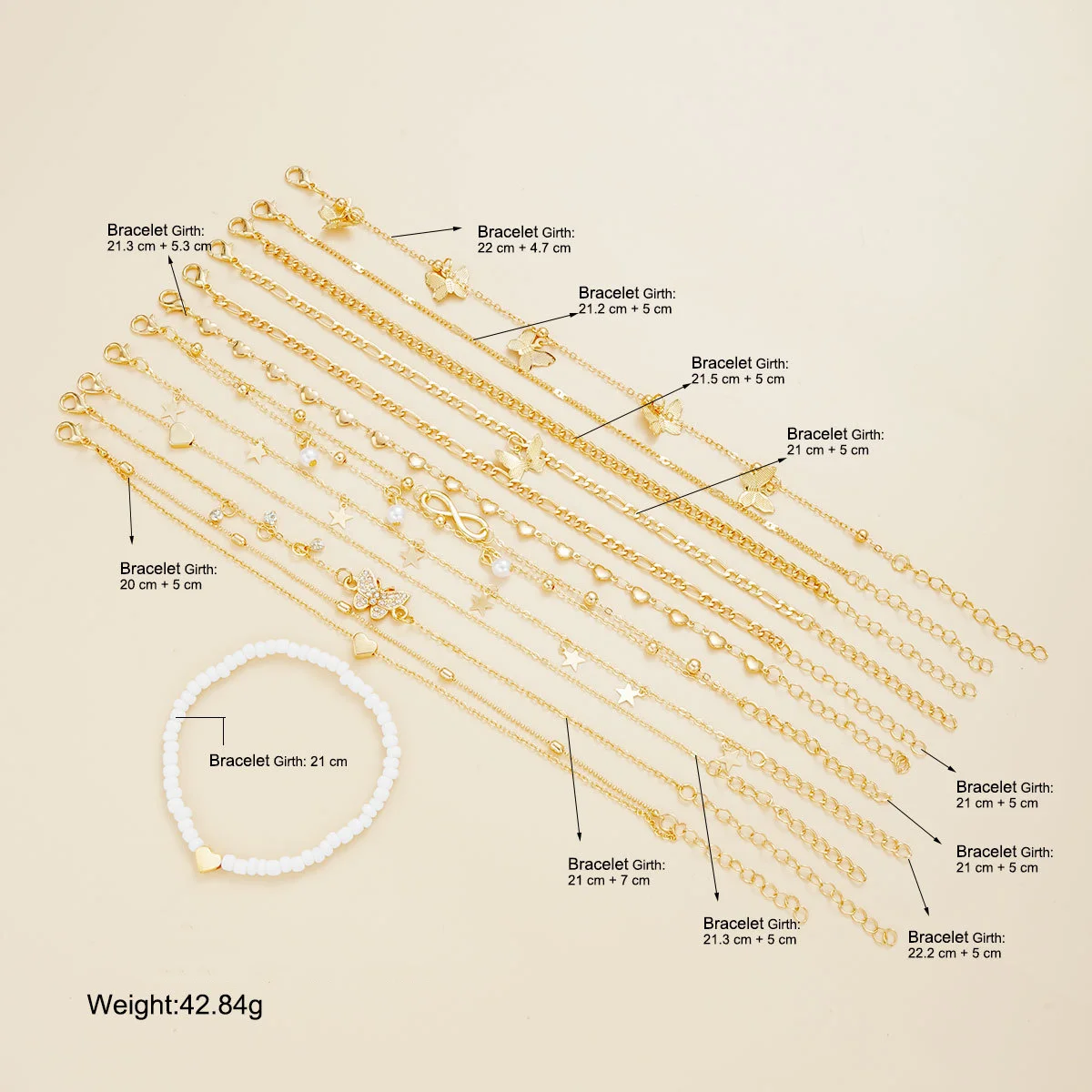 New Elegant Boho Beach Gold Color Anklet Set for Women Vacation Casual Infinity Pearl Heart Butterfly Pendants Foot Jewelry 2025