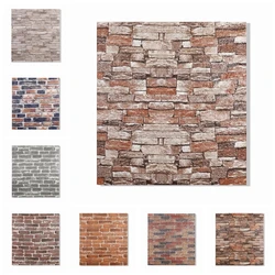 10Pcs Retro 3D Brick Wall Sticker DIY Wallpaper Luxury Decor Self-Adhesive Waterproof for Living Room Bedroom TV Background Wall