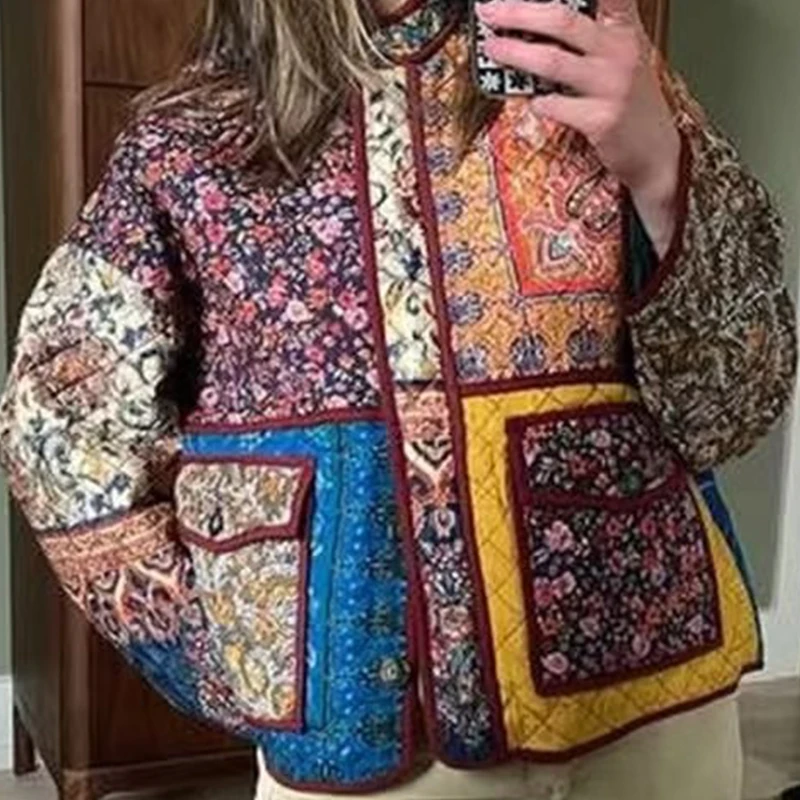 

Women's Autumn Cotton Printing Loose Coat Jacket Europe The United States Wind New