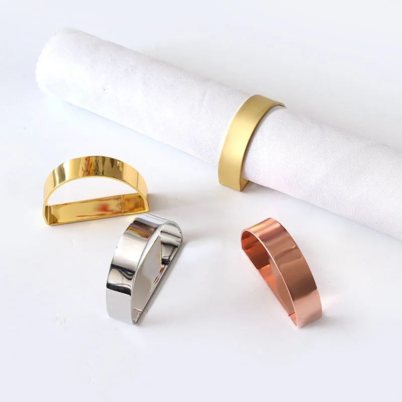 

12Pcs Napkin Rings Holder Metal Semicircle Props Decor For Hotel Events Wedding Party Dining Table Accessories Home Decorations
