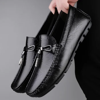 Summer Mens Casual Shoes Genuine Leather Mens Loafers Moccasins Hollow Out Walking Shoes Breathable Slip on Flats Driving Shoes 1