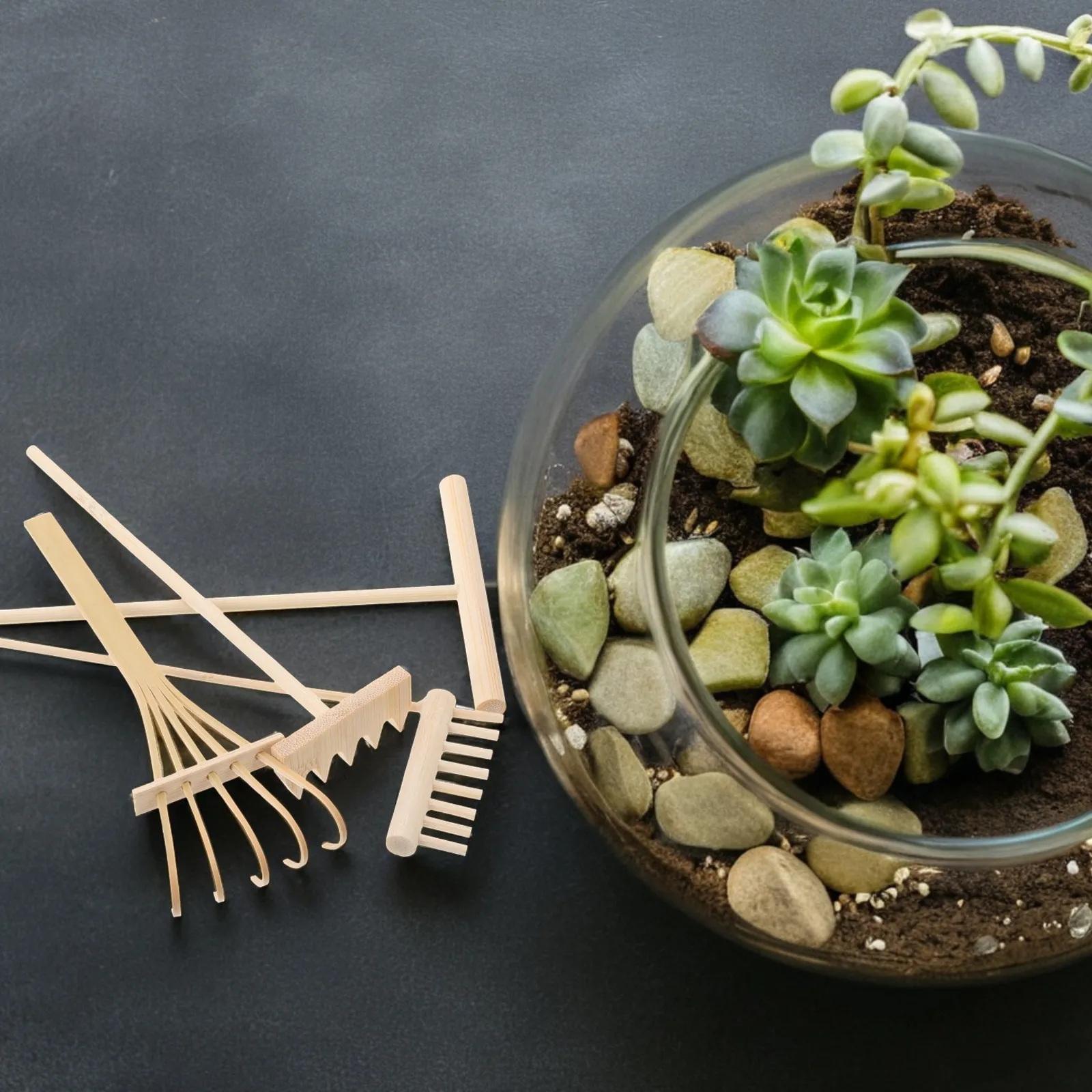 4개의 대나무 미니 젠 샌드 가든 레이크 세트, 마음챙김 명상 테이블 장식, 가..