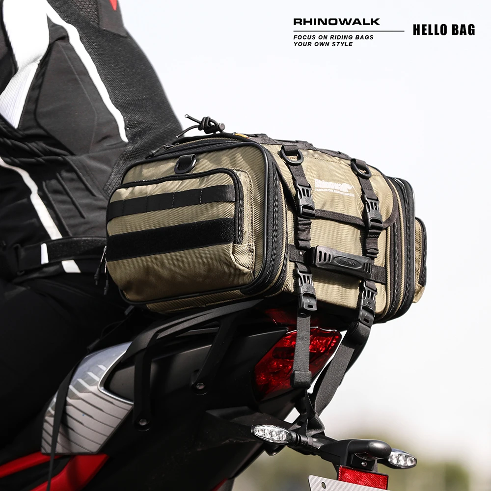 Rhinowalk Motorcycle Bag 26L Waterproof Motorcycle Travel Bag Large Capacity Rear Seat Tail Saddle Bag Outdoor Travel Luggage