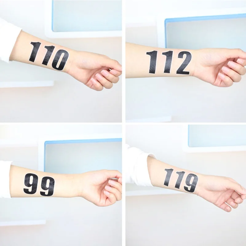 10pcs/set Black Numbers Temporary Tattoo For Activities Game Makeup Body Hand Sticker Convenient Disposable tatouage temporaire