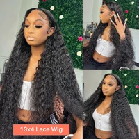 Perruques Lace Front 13x4 Water Kinky Curly 30 pouces, Ondes profondes brésiliennes lâches, Frontal HD, Sans colle, Pour femmes, Cheveux humains Remy 2