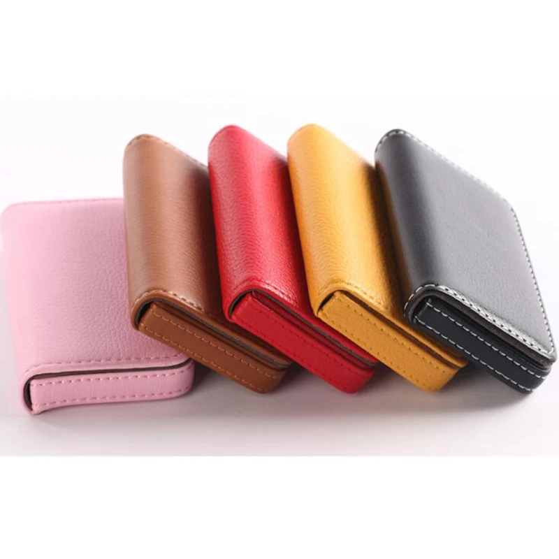 

Business Card Holder PU Leather High Quality Card Bag Fashion Credit Card Holder 9 Color Magnetic Button Design Gift