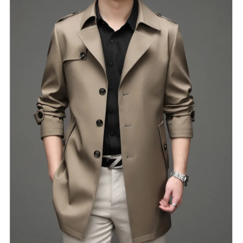 Men Jacket Coat Mid-length business trench coat casual jacket trench coat casual men jacket