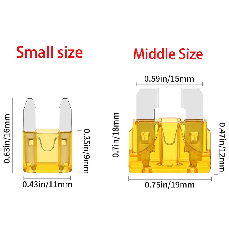 50/100/300PCS Car Fuse Assortment Set Profile Middle Size Blade Type Fuse Auto Car Truck 2-40A Accessories with Box Clip
