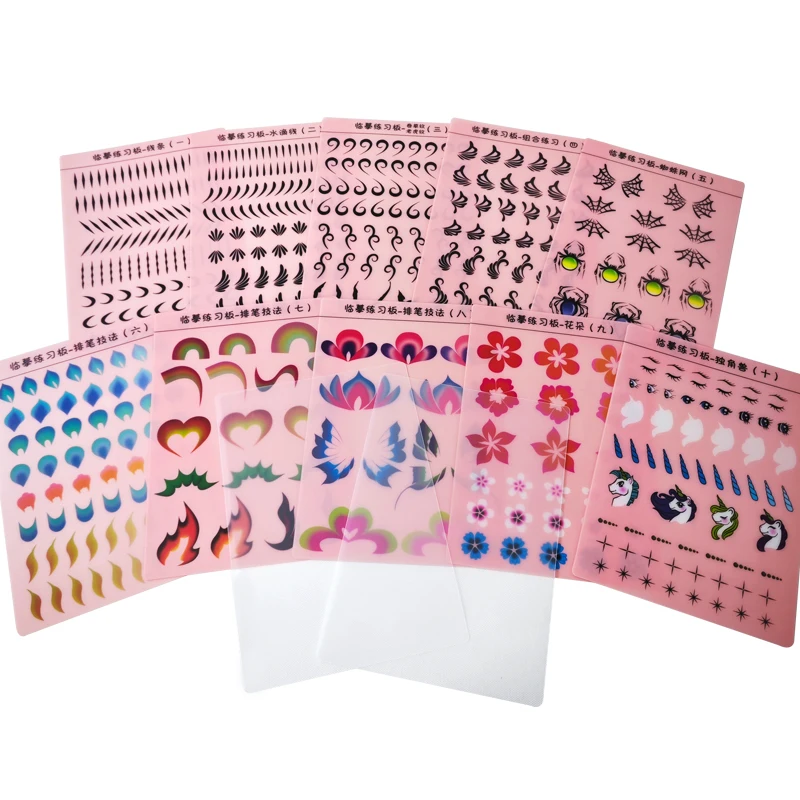 High Quality Painting Practice Template Reusable 12pcs Body Art Face Painting Essential For Practicing Basic Painting Skiils 3