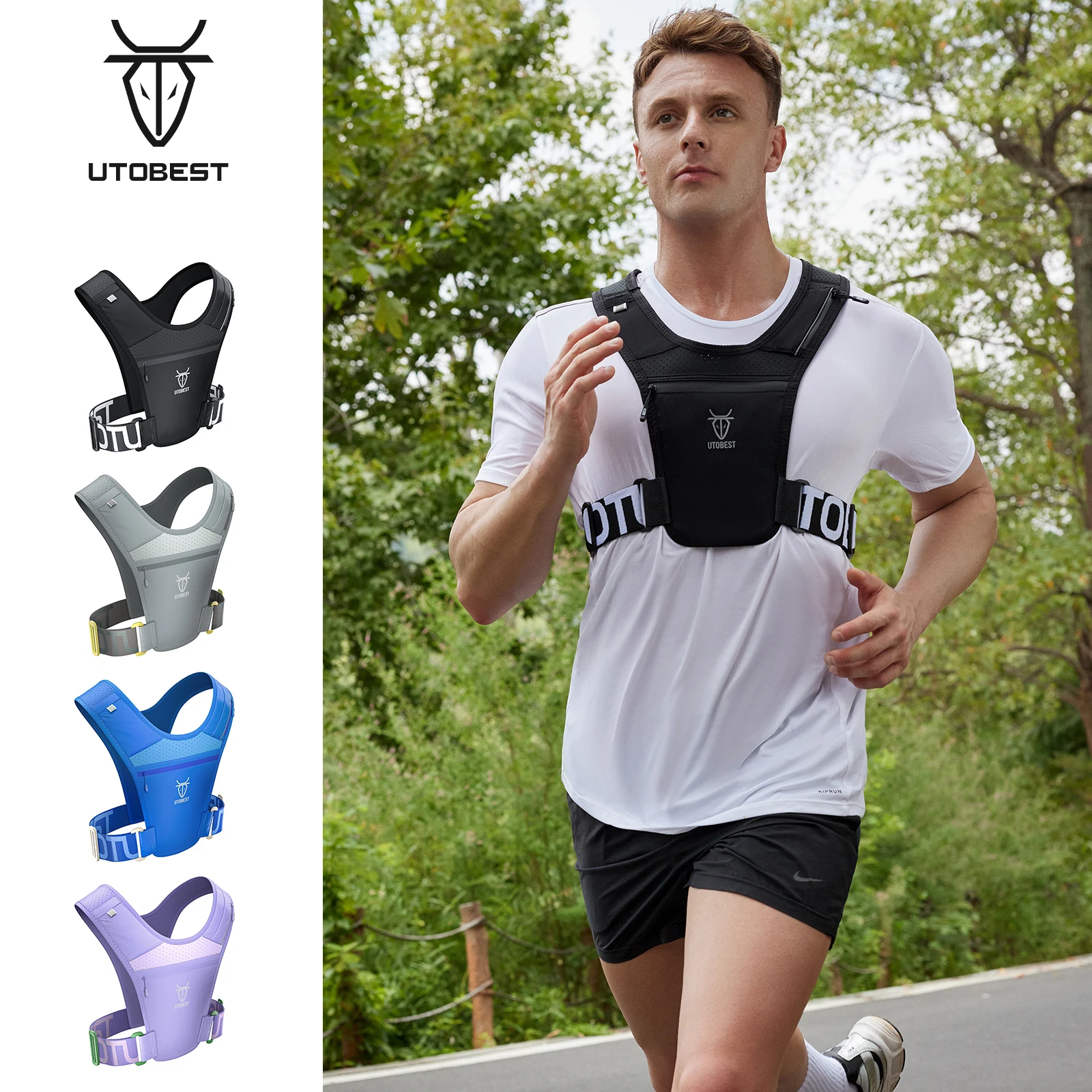 UTOBEST UTR111 Lightweight Running Vest with Led Light Mobile Phone Bag for Training 1