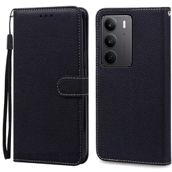 Elegant Flip Leather Wallet Phone Case - Premium Wallet Book Cover Coque s Etui for Realme C75 4G (Black)