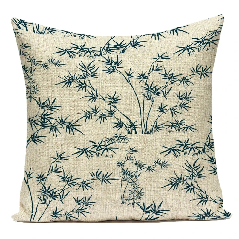 Nordic Bamboo Leaves Decorative Cushion Cover - Fresh Green Home and Sofa Accent