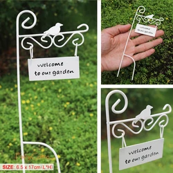 Rustic Vintage Miniature Fairy Garden Metal Decoration Set (Welcome sign)