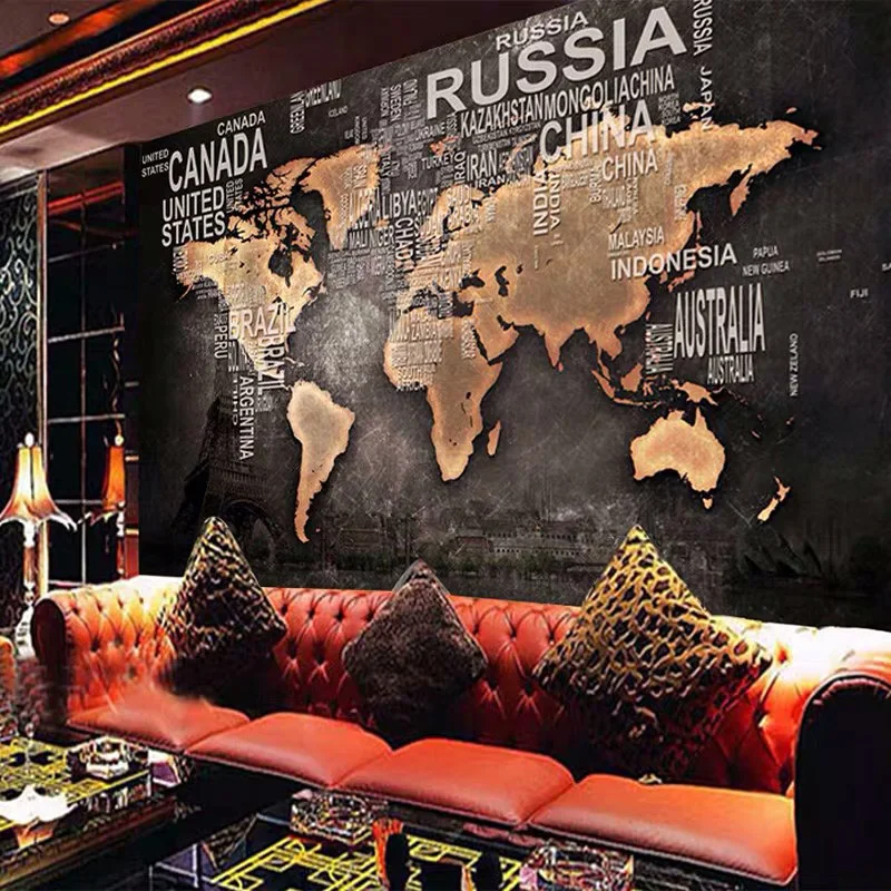 Custom Mural Wallpaper 3D Archaic World Map Photo Wall Painting Restaurant Cafe Bookstore Background Wall Decor Papel De Parede