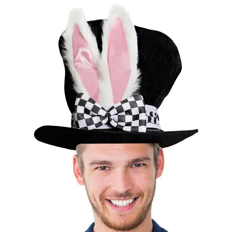 

Bunny Ears Hat Kids Men's Black Bunny Ear Top Hat Dress Up Party Accessory For Easter Magician Hat Fairy Tale Tea Party Hat